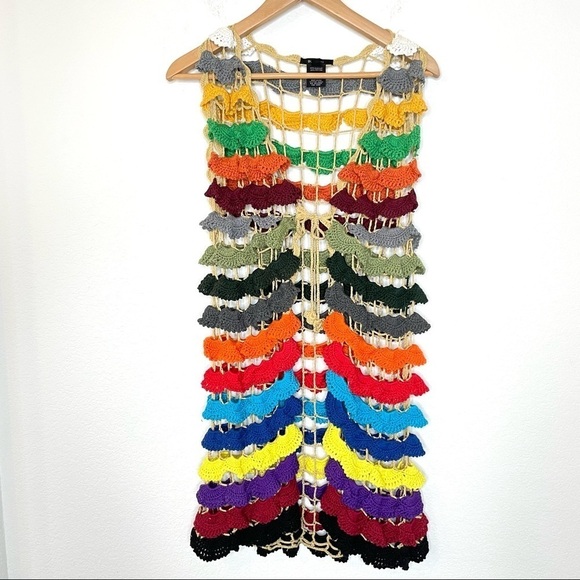 Crochet open front  scalloped vest medium - Picture 4 of 14